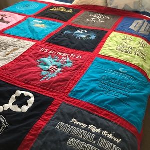 Colorful quilt.  I make t-shirt quilts also